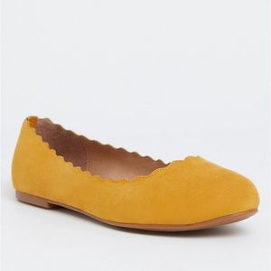 Torrid Mustard Yellow Faux Suede Scalloped Flat